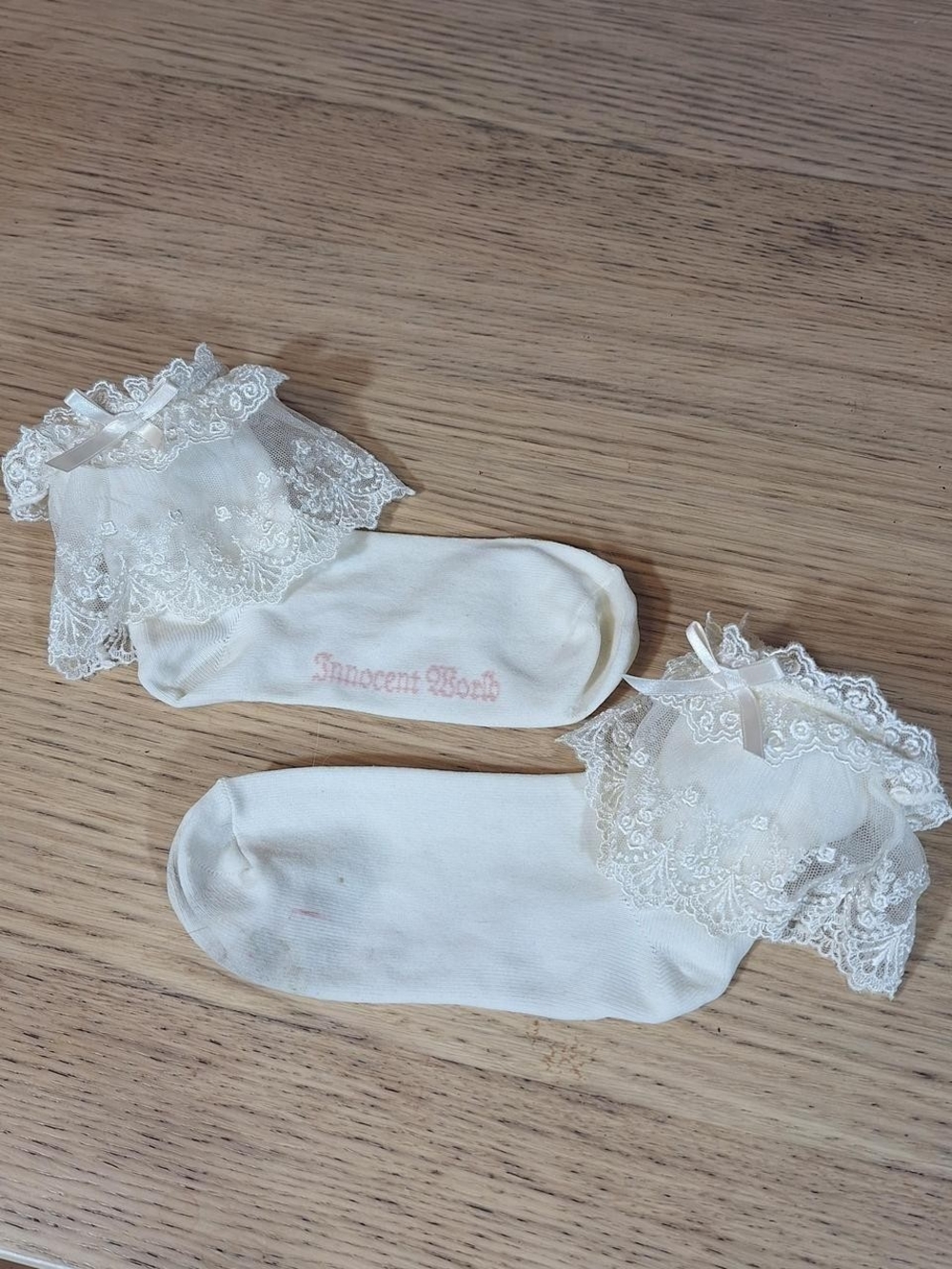 Innocent World Ivory Rose Lace Cuff Ankle Socks | Classic Lolita